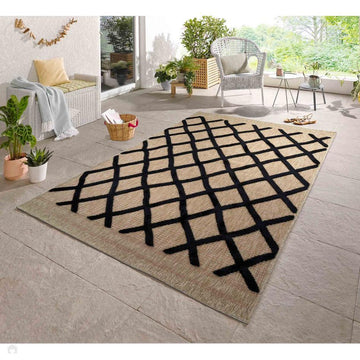 Harper Aztec HRP01 Jute-Look In-Outdoor Natural/Black Rug-Desire Rugs-Rug Love - The Most Loved Rug Store
